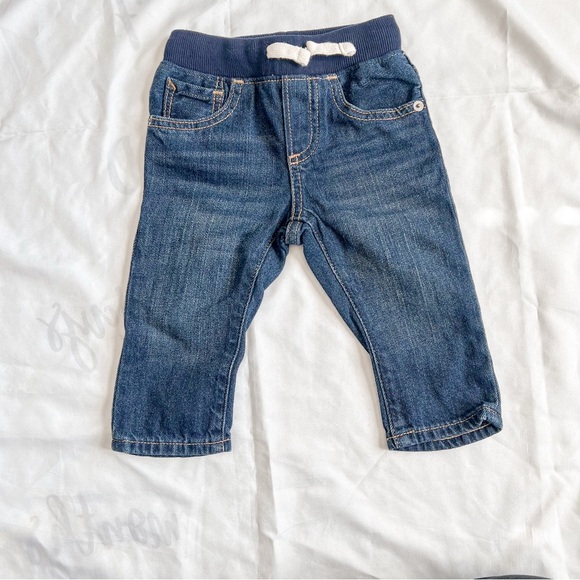 Baby Gap Denim Jeans with Navy Tie Waistband Size 12-18 Months - Picture 1 of 11